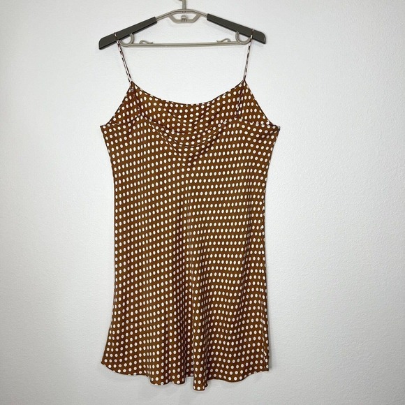 J. Crew Brown White Polka Dot Gwen Sleeveless Cupro Slip Dress Plus Size 18 NWT - Picture 11 of 14